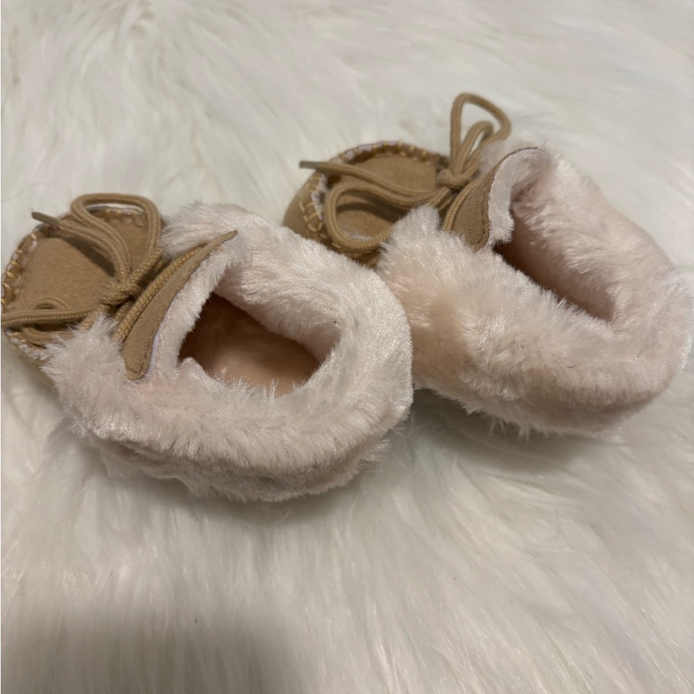 Cozy Tan Baby Booties - Picture 2 of 2